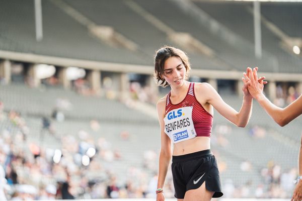 Sara Benfares (LC Rehlingen) ueber 5000m waehrend der deutschen Leichtathletik-Meisterschaften im Olympiastadion am 26.06.2022 in Berlin